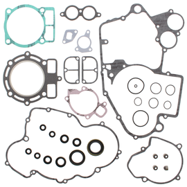 Vertex complete gasket set with oil seals, showing a variety of gaskets and seals for engine repair and maintenance.