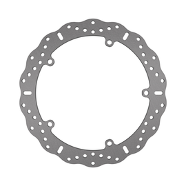 EBC Motorcycle Brakes contour brake rotor 15-1186C with ventilated design, mounted on a motorcycle wheel.