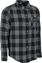 Fly Racing Fly Tek Flannel in black and grey, casual shirt with a button-up design and plaid pattern.