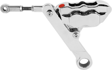 Load image into Gallery viewer, Hawg Halters Inc 4 Piston Front Brake Kit in chrome, featuring detailed brake calipers and hardware for motorcycle braking system.