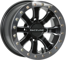 Load image into Gallery viewer, Raceline Mamba BDLK wheel for Polaris RZR, 12x7 inches, black and machined finish, 4/156 bolt pattern, 4+3 offset, +5mm
