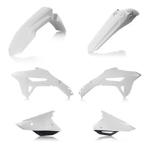 Load image into Gallery viewer, Acerbis plastic kit in white and black with brand logo, featuring various plastic components for motorcycle or dirt bike repair.
