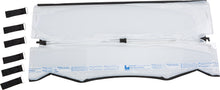 Load image into Gallery viewer, Open Trail folding windshield for off-road vehicles, clear windscreen with black frame and hinges, designed for easy folding and protection