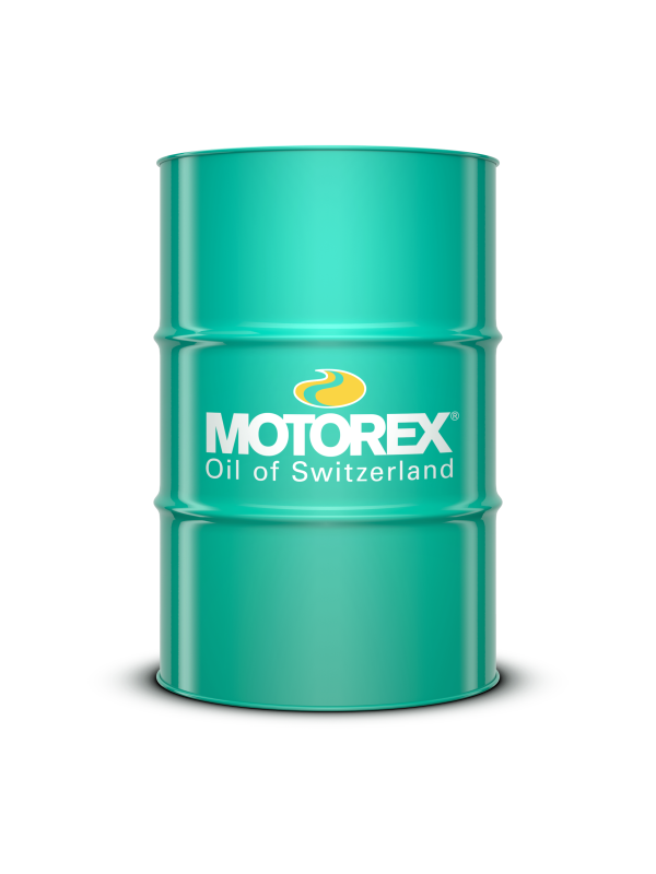 Motorex Low Friction Racing Fork Oil 5W-59L container, motorcycle suspension oil, with product label visible.