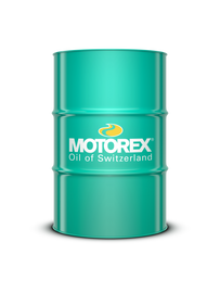 Motorex Low Friction Racing Fork Oil 5W-59L container, motorcycle suspension oil, with product label visible.
