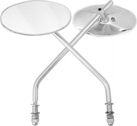 HardDrive Oval Chrome Mirror with long stem, showcasing a sleek reflective surface and modern design.