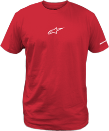 Alpine Star Frontal SS CSF Tee in red, front view showing the graphic design and casual fit for men.