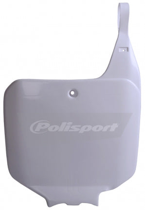Polisport Plastics white front plate body panel for motorcycle, part number 64-6730, shown in the image.