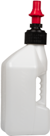 Tuff Jug white utility container with red cap, 2.7-gallon capacity, durable plastic storage for liquids or tools.