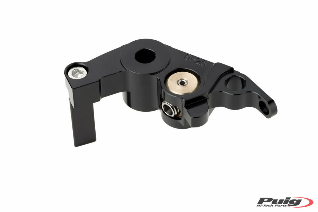 Black PUIG lever adapter for brake and clutch levers, showing the sleek, compact design for motorcycle handlebar control.