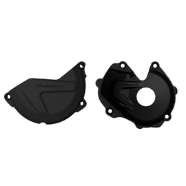Polisport Plastics clutch and ignition cover kit in black for Kawasaki street motorcycle, model 64-90953.