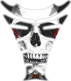 RASCAL GRAFIK CBR1000RR tank pad decal with white skull graphics and carbon fiber design for motorcycle protection and style