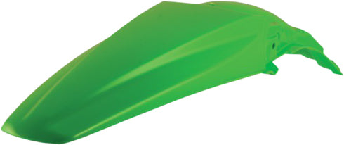 Acerbis green rear fender for motorcycles, showing the curved plastic design with mounting points, in a vibrant green color.