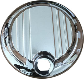 HardDrive billet chrome fuel door for Harley FLH/FLT models 2008-2022, body-style motorcycle part with a sleek chrome finish.