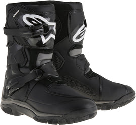 Alpine Star Belize Drystar motorcycle boots in black, size 9, showing the sturdy design and waterproof material.