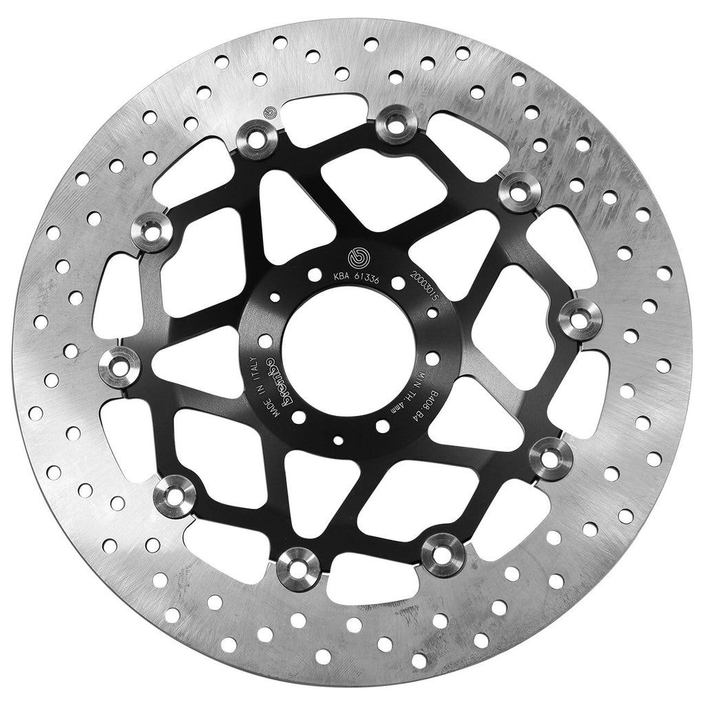 Brembo Serie Oro front floating brake rotor showing vented disc and mounting holes for high-performance braking.