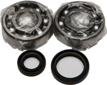 Load image into Gallery viewer, All Balls engine crankshaft bearing and seal kit 22-41016 with various seals and bearings laid out on a white background.