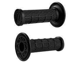 ODI Grips Micro-X Half-Waffle black handlebar grips for bikes, featuring a textured surface for improved grip and comfort.