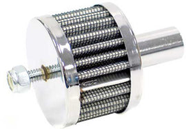 K&N Crankcase Vent Air Filter Remote Mount 62-0111 showing the black cylindrical filter and mounting hardware.