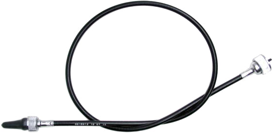 Motion Pro Black Vinyl Speedo Cable 70-6012 for motorcycle, showing the durable black vinyl outer casing and metal fittings.