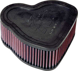 K&N Air Filter 731802 for vehicle engine, high-flow reusable air filter with pleated cotton media, black frame, and metal mesh.