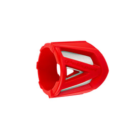 Red Polisport Plastics silencer protector for exhaust pipes, measuring 200-330mm (7.8-11.8 inches), with durable plastic construction.