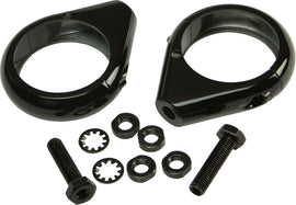 HardDrive 49mm black turnsignal clamps, durable automotive accessories, shown in close-up with mounting details.
