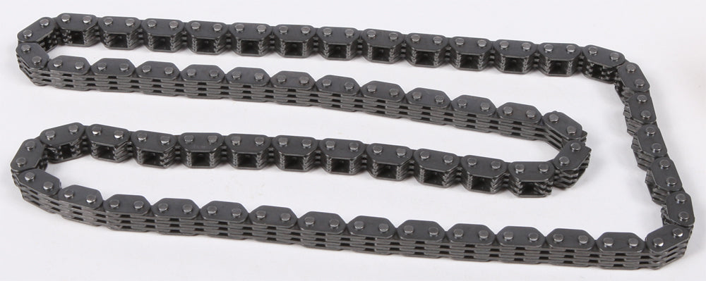 ProX Racing Parts engine cam chain for Yamaha gas bikes, displaying the metal chain with link details and branding.