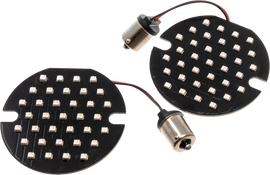Red LED flat lens insert for 1156 bulbs, LETRIC LIGHTING CO illumination product, showing the lens design and light output.