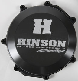 Hinson clutch cover for Yamaha YZ450F 2010-2019 engine, showing the black metal clutch cover with Hinson branding.