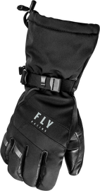 Black Fly Racing Highland Gloves in Large size, showing the textured fabric and adjustable wrist strap.