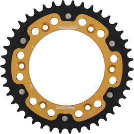 Supersprox rear stealth sprocket 42T aluminum and steel for Husqvarna and KTM motorcycles, featuring gold finish and durable construction.