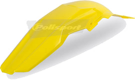 Polisport Plastics yellow rear fender for bikes, model 64-6224, made of durable plastic, shown on a white background.