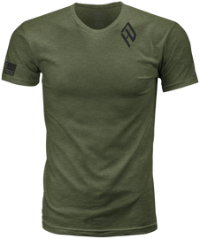 HardDrive emblem tee in olive green and black, featuring a bold HardDrive logo on the front, casual and stylish clothing.