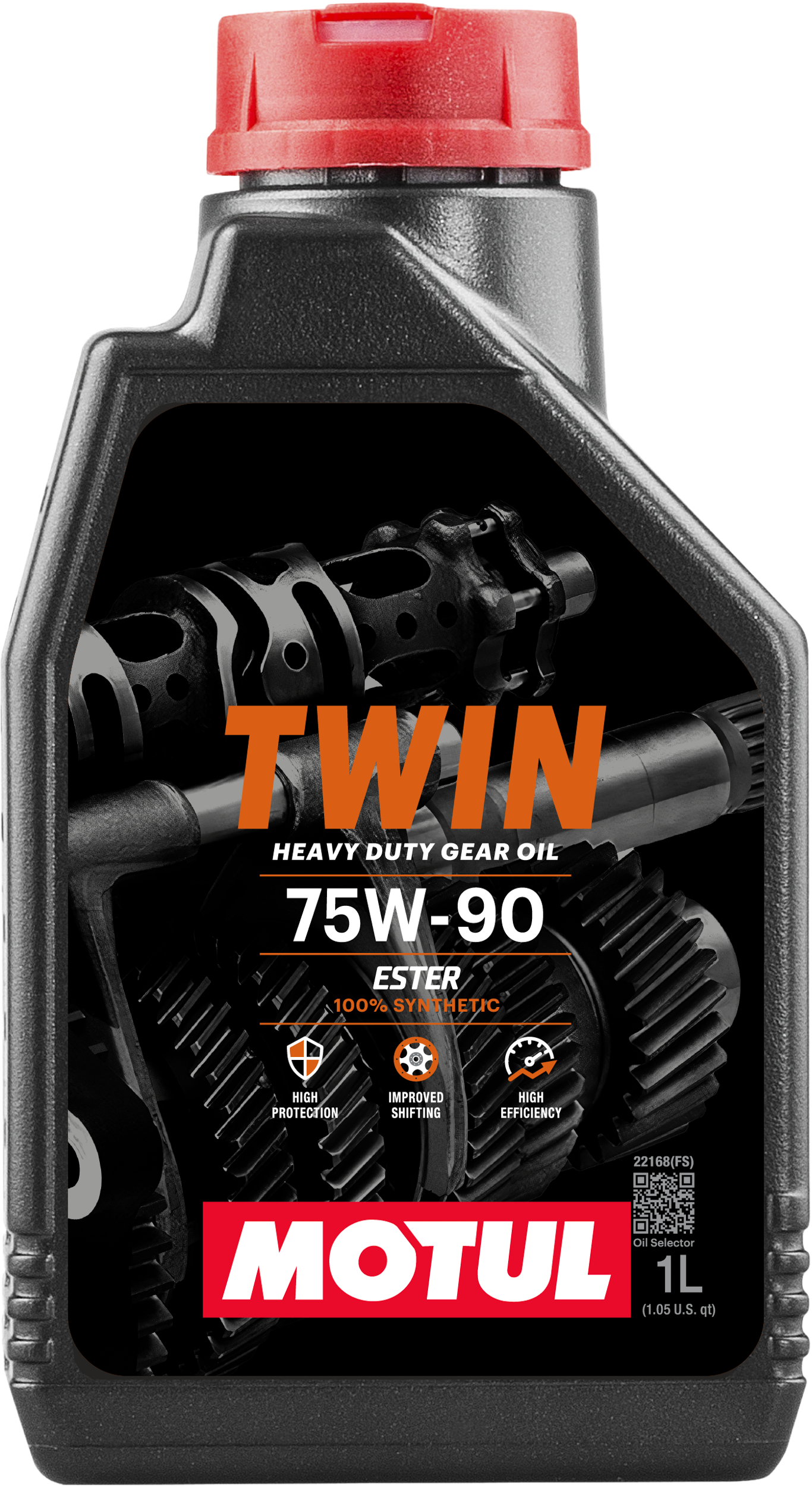 Motul Twin Prim-Chain 100% synthetic chain oil in 1-quart bottle, shown with packaging, ideal for motorcycle chains.