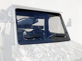 Kolpin Poly Front Windshield for ATV, full fixed vented design in black, showcases the durable plastic construction.