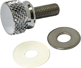 HardDrive knurled steel seat knob with 1/4-28 threaded steppers, chrome finish, used for hardware and fittings.