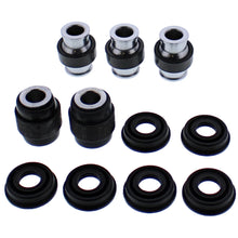Load image into Gallery viewer, All Balls rear knuckle bushing kit for suspension, showing black bushings and metal components in a close-up view.