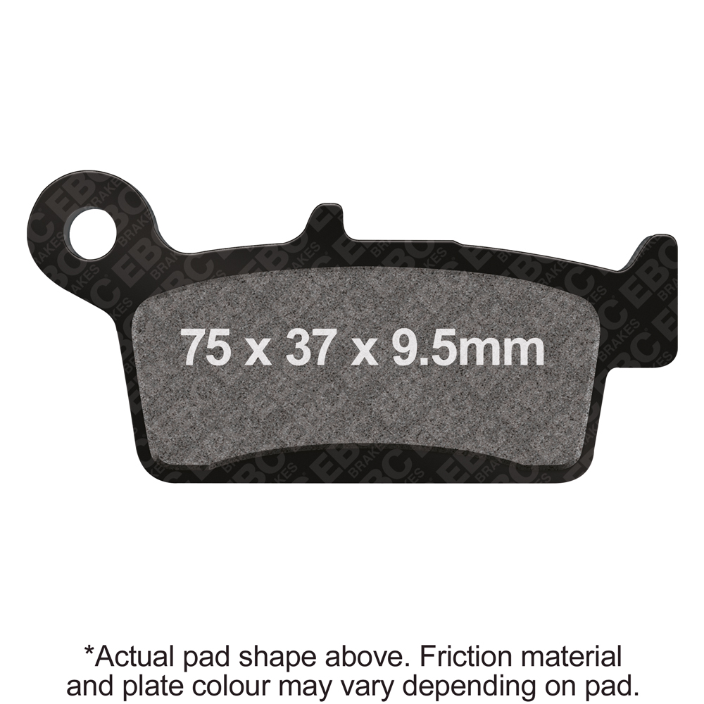 EBC Motorcycle Brakes Sfa233 Organic brake pads showing black friction material and metal backing plate for motorcycle braking.