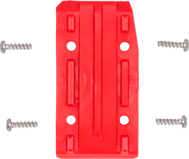 Acerbis KTM red chain guide block insert for drive chain, designed for KTM motorcycles, with visible red plastic insert and metal mounting features.