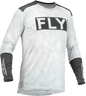 Fly Racing Lite L.E. Stealth jersey in white and grey, size XL, featuring lightweight, breathable fabric with stealth design elements.