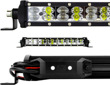 Load image into Gallery viewer, XK Glow 14-inch RGBW light bar for vehicle illumination, showing bright multi-color LED lights in a sleek black casing.