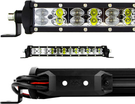 XK Glow 14-inch RGBW light bar for vehicle illumination, showing bright multi-color LED lights in a sleek black casing.
