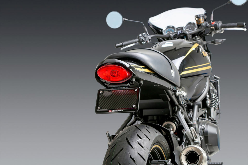 Yoshimura Fender Eliminator V2 Kit for Kawasaki motorcycles, showcasing sleek body design and mounting hardware.