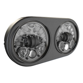 JW Speaker adaptive LED headlight for 1998-2013 Harley Road Glide, black finish, high-performance motorcycle lighting.