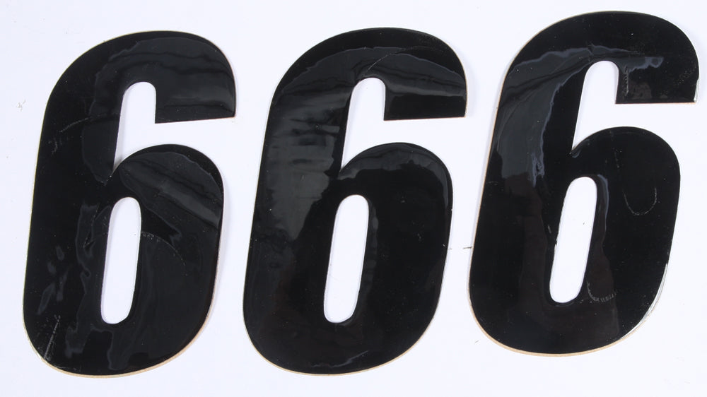 DCOR Number 6 black graphics decals, 4-inch size, pack of three, suitable for decorative or branding applications.