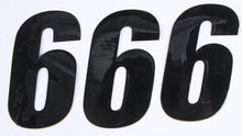 Load image into Gallery viewer, DCOR Number 6 black graphics decals, 4-inch size, pack of three, suitable for decorative or branding applications.