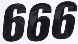 DCOR Number 6 black graphics decals, 4-inch size, pack of three, suitable for decorative or branding applications.