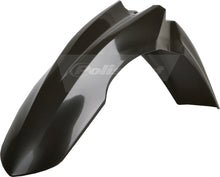 Load image into Gallery viewer, Black Polisport Plastics front fender for motorcycles, shown in the image with a sleek, durable design and mounting points.