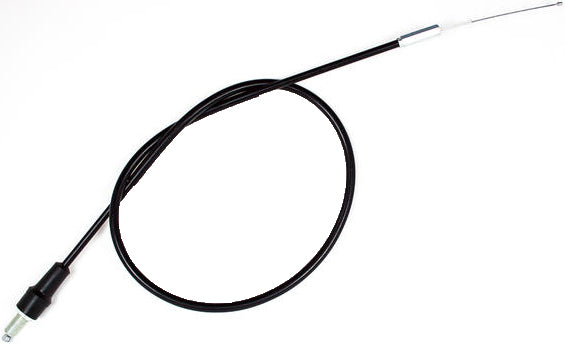 Motion Pro black vinyl throttle cable for motorcycles, showing the durable cable with black vinyl coating and metal fittings.